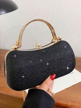 Black prom wedding clutch bag